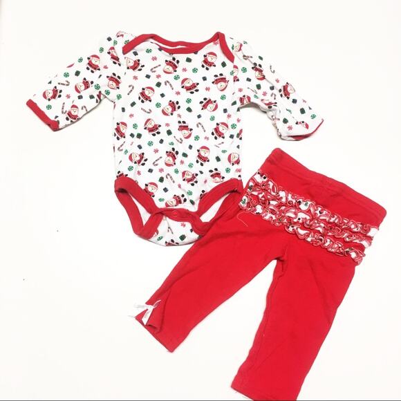 Baby Girl Holiday Outfit sz 0-3 m Santa Outfit Christmas Outfit - Picture 1 of 6